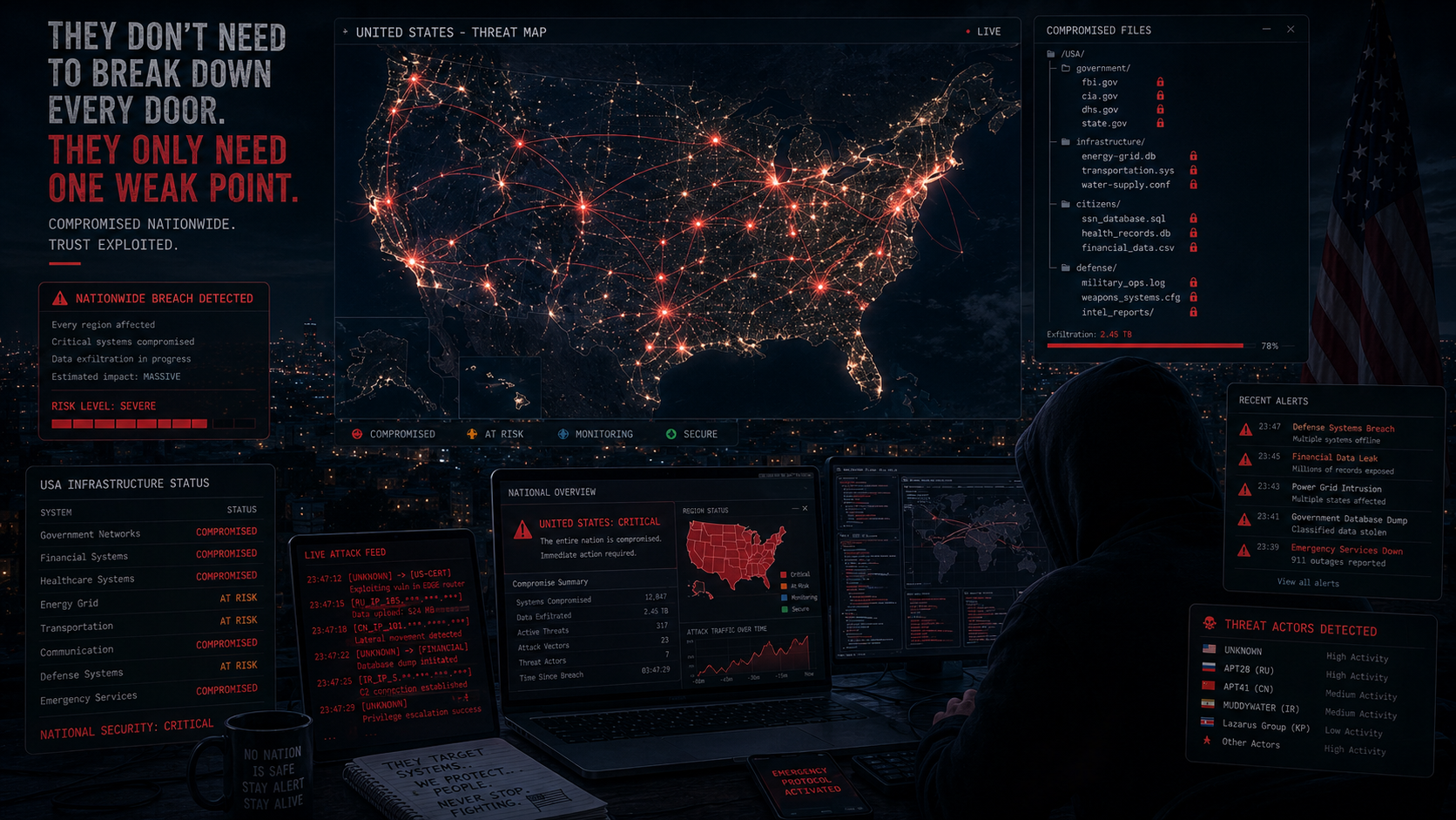 Hacked WordPress sites across the United States - a nationwide threat map showing why every business needs a USA-based malware removal expert